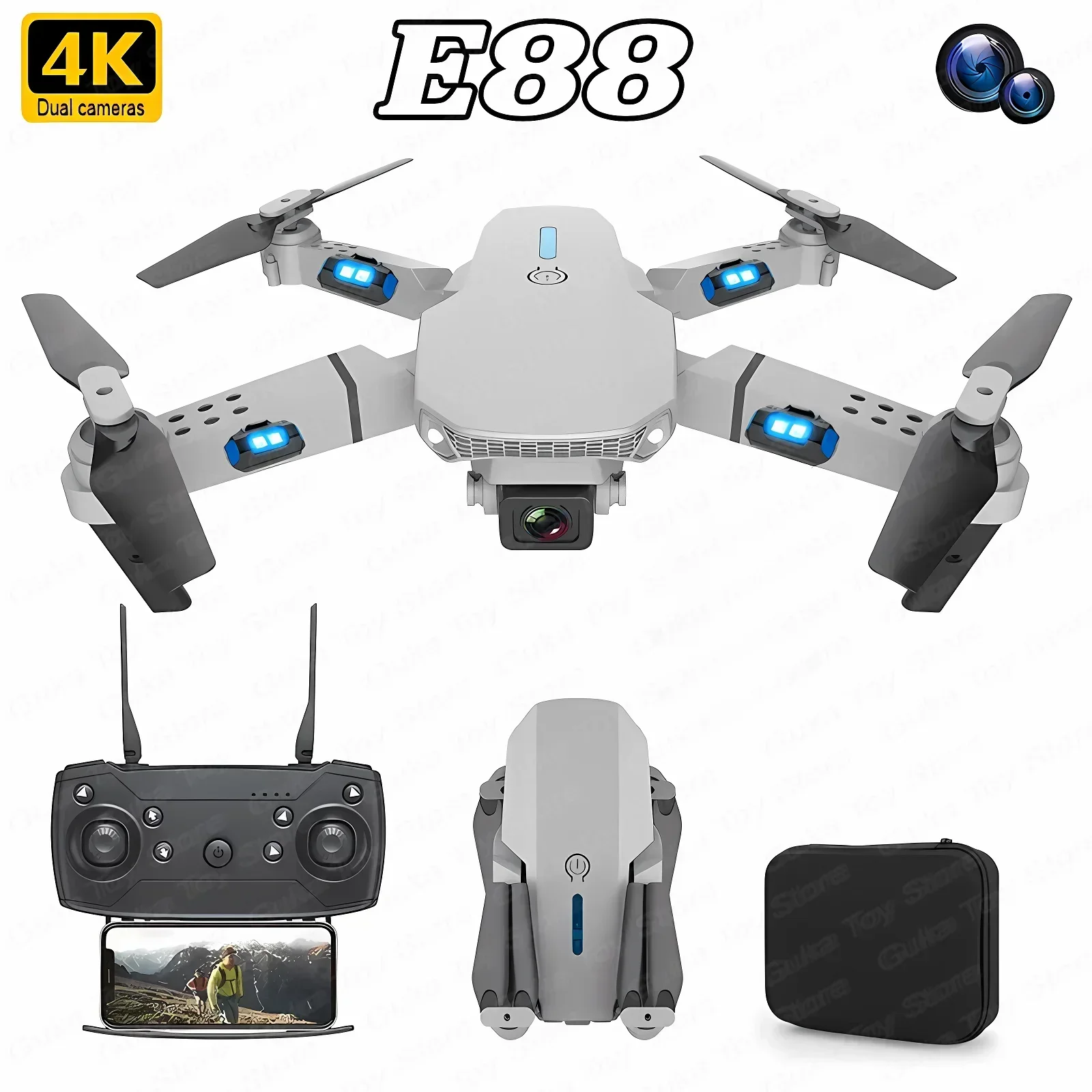 Drone Lidar - E88 프로 와이파이 FPV 드론, 광각